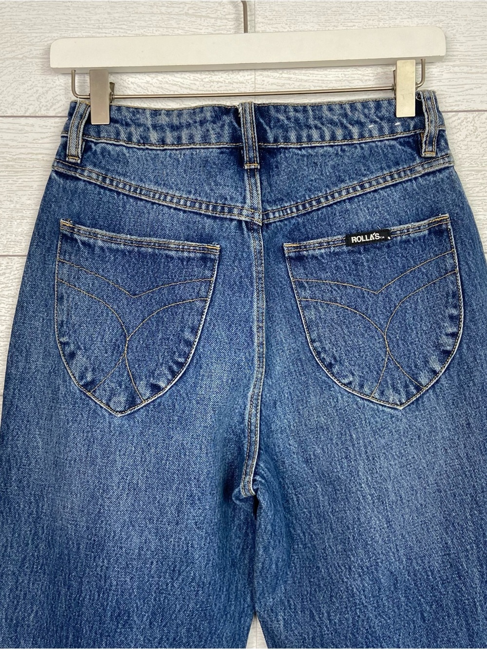 Rollas Classic Straight High Rise Regular 26 Denim Jean Ripped Knee Button Fly - Picture 4 of 8